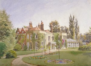 The front entrance and garden at Raleigh House, Brixton Hill, Lambeth, London