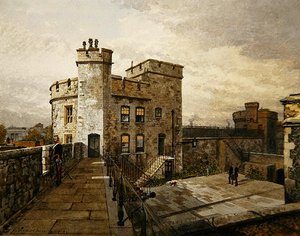 View of Devereux Tower, Tower of London, with figures in military clothing