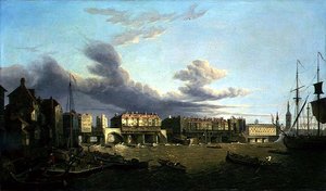 View of Old London Bridge as it was in 1747