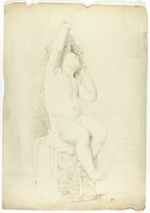 Ancient Statue of Seated Putto Playing with Mask by John Downman