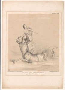 Caricature with Lord Bentinck as the Centaur Nessus (title on object: The Centaur Nessus Carrying Off Deianira. Suggested by the Well-Known Picture by Guido) (series title on object: HB Sketches) by John Doyle