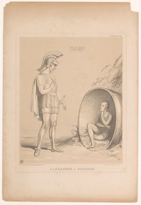 Caricature with Sir Robert Peel (Alexander and Diogenes) by John Doyle