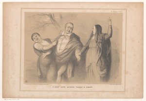Caricature of Prime Minister Peel Between Tragedy and Comedy (A Great Actor Between Tragedy & Comedy) (HB Sketches) by John Doyle