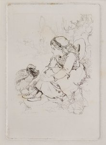 Seated Girl and Large Bird by John Duncan