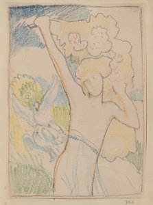 Untitled [Female figure and doves] by John Duncan