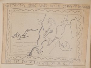 Victorious bride loved not the shows of this world - Here she sat a bird seat on a cliff by John Duncan