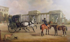 Mr. Massey Stanley with cabriolet and hacks at Hyde Park Corner, 1833 by John E. Ferneley
