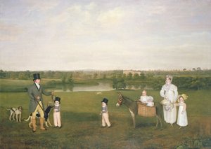 William Hetton Cooke with His Wife and Children at Worleston Rookery, Chester by John E. Ferneley