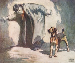 Police dog at work, illustration from 