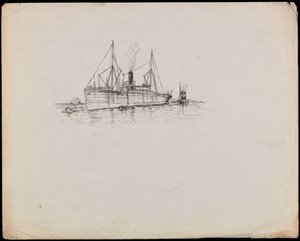 Steam Vessel Near a Coast with Tug Alongside by John Everett
