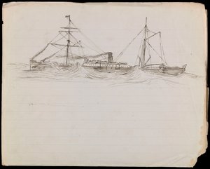 Sketches of a Battleship and Two Other Royal Navy Vessels by John Everett