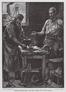 George Stephenson and the Model of His First Engine by John Eyre