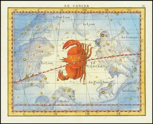 1776 chart of the constellation Cancer and neighboring constellations