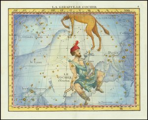 1776 Star Chart of the Constellations Camelopardalis & Auriga and Neighboring Constellations, from Fortin