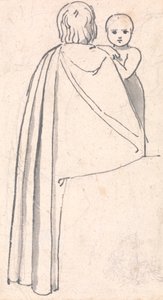 Back View of a Woman with Child Looking Over Her Shoulder