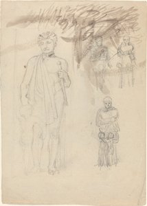 Sheet of Studies, including Warrior with Child (recto and verso) by John Flaxman