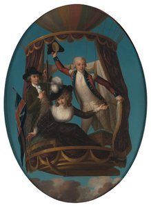 Captain Vincenzo Lunardi with his Assistant George Biggin, and Mrs. Letitia Anne Sage, in a Balloon by John Francis Rigaud