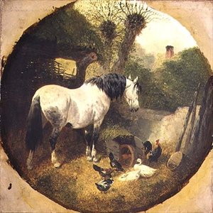 A Carthorse Eating Hay from a Wheel-barrow in a Farmyard by John Frederick Herring Senior