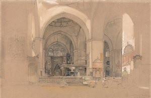 Interior of the Great Mosque, (Ulucami) Bursa, Turkey by John Frederick Lewis