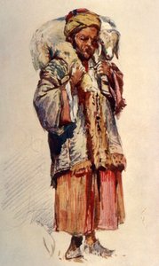 Syrian Shepherd Abu Mustapha Carrying a Lamb on His Shoulders