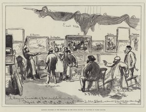 Hanging Pictures at the Exhibition of the Royal Society of Painters in Water Colours by John Gilbert