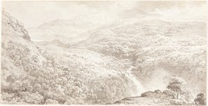 A Mountain Valley with a Waterfall by John Glover