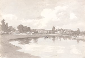 On the River Wye with Wilton Castle Ruins on a Bend in the River by John Glover