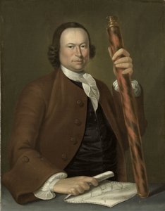 Portrait of an Officer at Sea with Coastal Map and Binoculars in his Hand