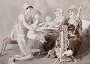 A Woman with her Family at a Spinning Wheel