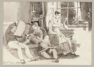 Jessy and three children, 1815 by John Harden