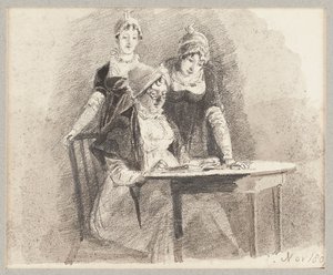 Three at a table, one sitting, 1807 by John Harden
