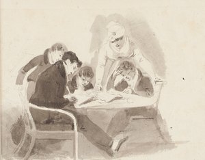 Two boys doing homework, 1811 by John Harden