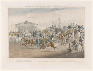 View of the Tollhouse at the Busy Intersection of Kennington Park and Camberwell New Road (Scenes on the Road, or a Trip to Epsom and Back)