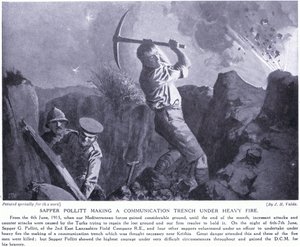 Sapper Pollitt Making a Communication Trench Under Heavy Fire at the Gallipoli Peninsula June 1915