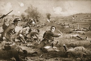 Sergeant B.C. Shea Rallying and Cheering on the Men of His Regiment After Being Seriously Wounded at Rouges Bancs