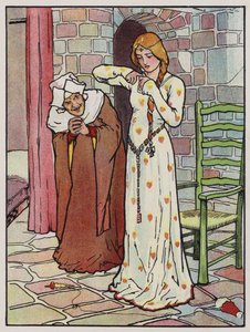 Rosanne pricks her hand with the spindle by John Hassall