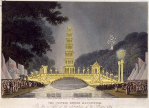 The Chinese Bridge Illuminated on the Night of the Celebration of the Peace by John Heaviside (after) Clark