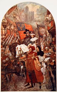 Band marching in support of Edward IV at the Battle of Barnet