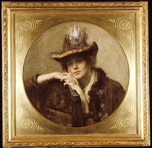 Woman with Peacock Feather Hat by John Henry Henshall
