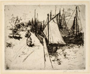 Woman on the Quay, Honfleur by John Henry Twachtman