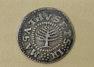 Pine Tree Shilling, 1667-1682 (silver) by John Hull