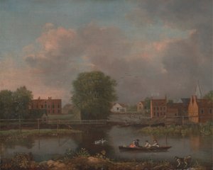 A River Landscape, possibly a View from the West End of Rochester Bridge by John Inigo Richards RA