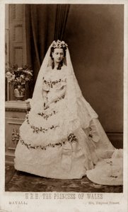 Princess Alexandra of Denmark in her wedding dress for her marriage to the Prince of Wales, the future King Edward VII by John Jabez Edwin Paisley (after) Mayall