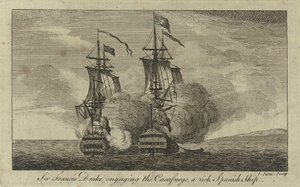 Sir Francis Drake engaging the 