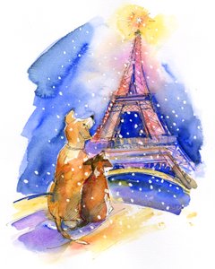 Dogs with Eiffel Tower, 2016
