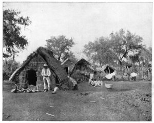 Straw cottages, Salamanca, Mexico, late 19th century