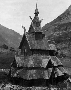 Borgund Wood Church in Norway (12th Century) by John Lawson Stoddard
