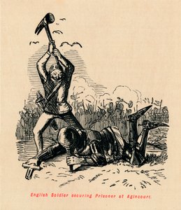 English Soldier securing Prisoner at Agincourt by John Leech