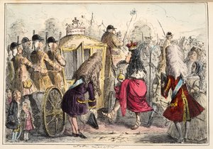 Georgey Porgey the First going out for a ride in his State Coachy Pachy, from The Comic History of England by John Leech