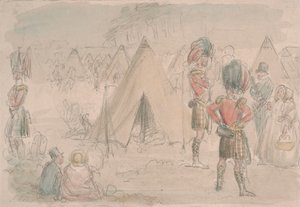 Highland Regiment in Camp by John Leech